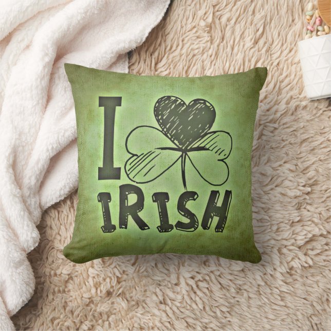 Grön jag älskar irländsk shamrockklöver  kudde (Filt)
