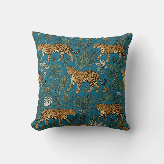 Grön Jaguar Botanisk Kudd Kudde (Framsida)