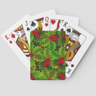 Grön järnek med röda bär casinokort