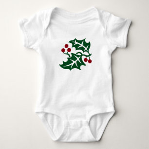 Grön järnek och röda bär julhelg t shirt