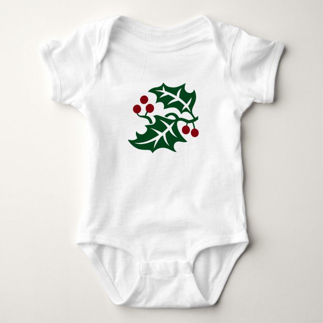 Grön järnek och röda bär julhelg t shirt (Framsida)