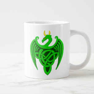Grön jättekoppar med keltisk drake jumbo mugg
