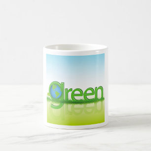 Grön jordglob miljövänlig natur kaffemugg