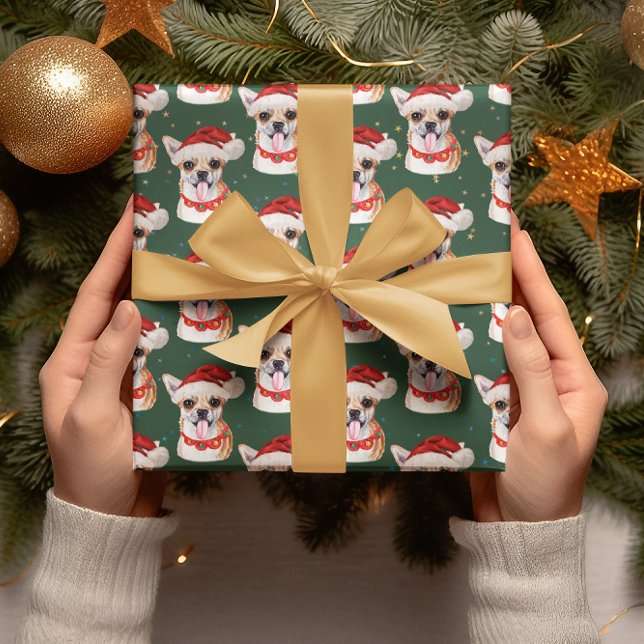 Grön jul Chihuahua hund semester raser Presentpapper (Skapare uppladdad)