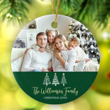 Grön jul familjefoto Stiliga träd Skript