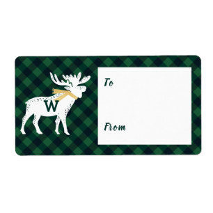 Grön jul för Monogram för buffelplädälg Fraktsedel