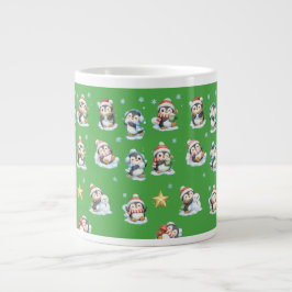 Grön jul Penguin-mugg Jumbo Mugg