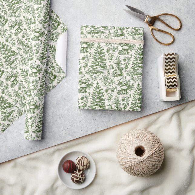 Grön jul Toile Presentpapper (Hantverk)