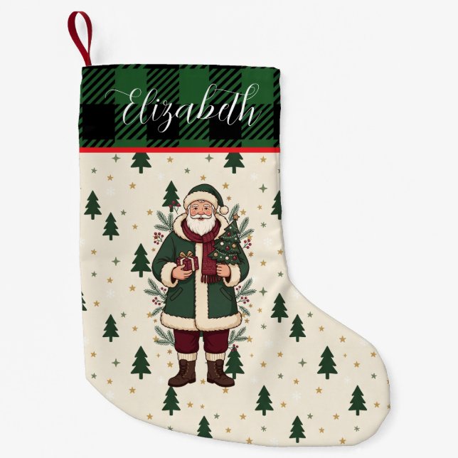 Grön jul Tomte Personlig Namn Strumpa (Framsidan)