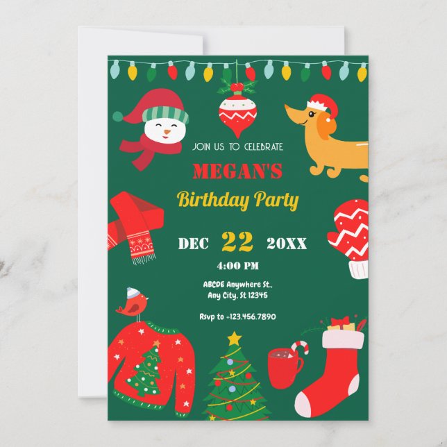 Grön jul vinter ikon  inbjudningar (Framsida)