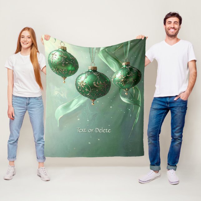 Grön julboll fleecefilt (På plats)