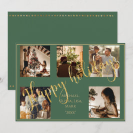 Grön juldfoto Guld God Jul Julkort