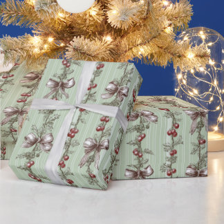Grön julförpackningspapper Festiv tryck Presentpapper