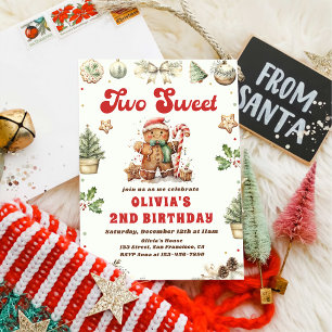 Grön julgodis två söta 2-års födelsedag inbjudningar