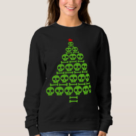 Grön julgran av dödskallar och ben t shirt