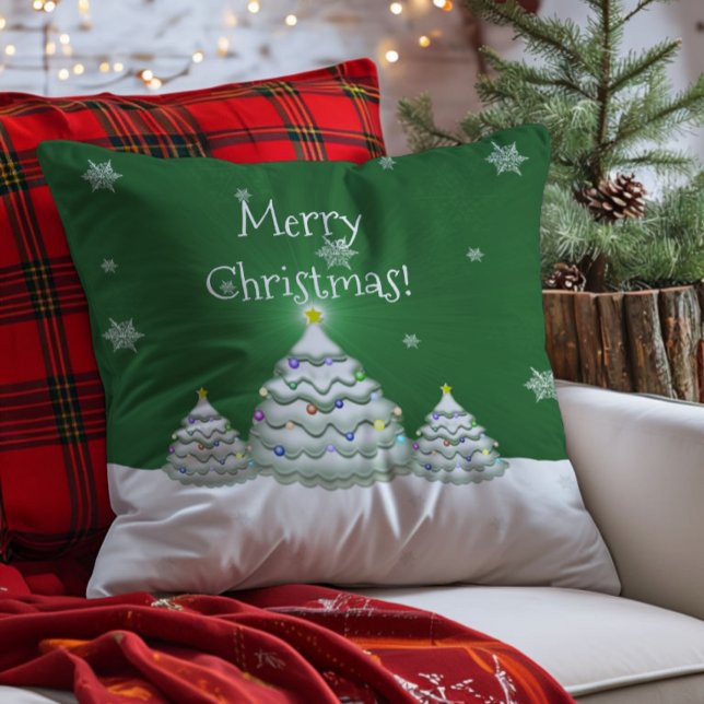 Grön julgran kastkudde kudde (Green Christmas Tree Throw Pillow)