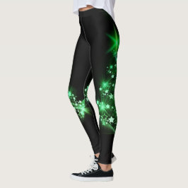 Grön julgran på svart leggings