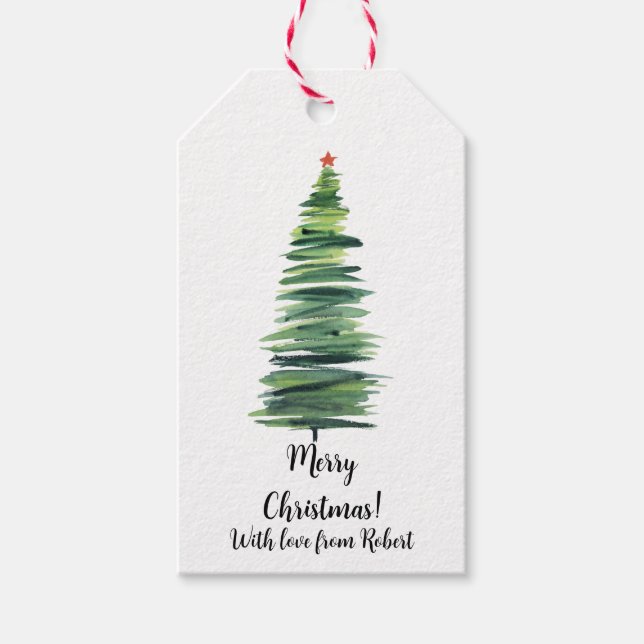 Grön julgran presentetikett (Framsidan)