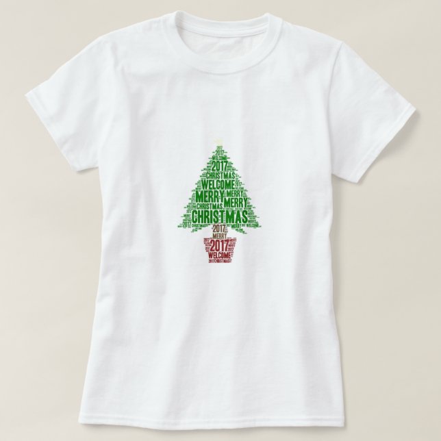 Grön julgran Röd 2017 Holiday T-Shirt (Design framsida)