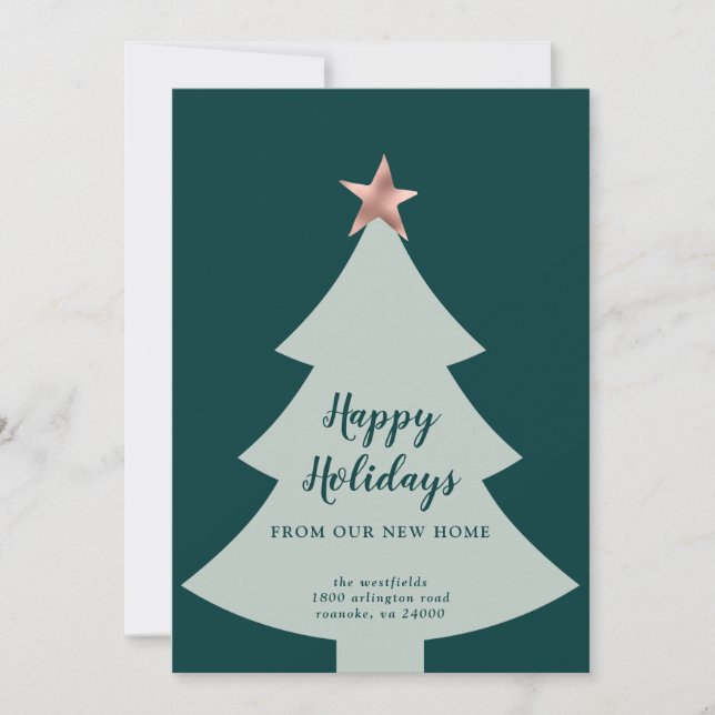 Grön julgran Rosa guld stjärna Högtid Säsongsbeton Meddelande (Framsida)