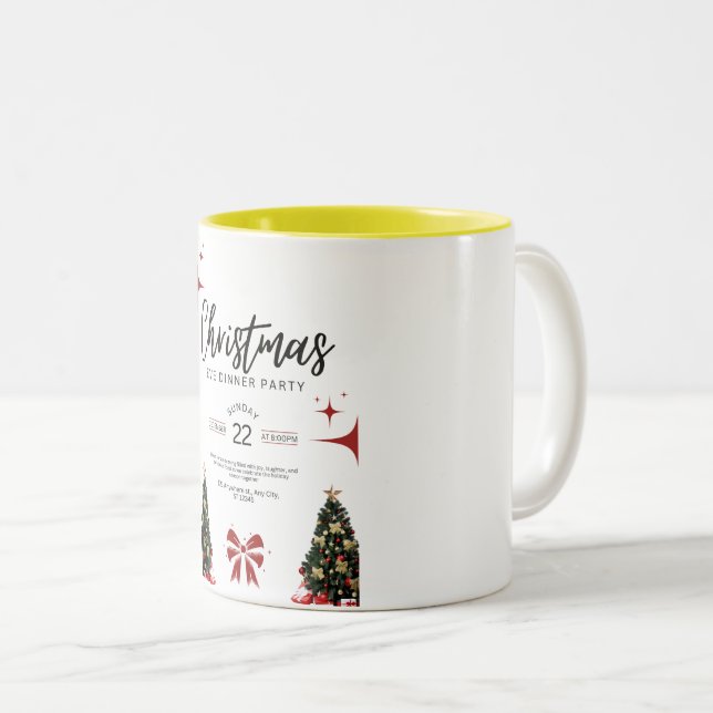Grön julgrans jämna middagskopp Två-Tonad mugg (Framsida höger)