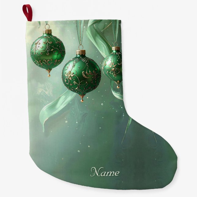 Grön julgransboll firande julstrumpa (Framsidan)