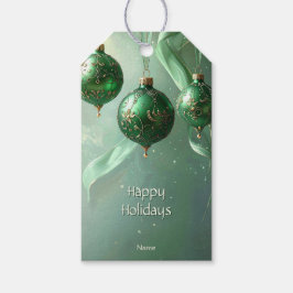 Grön julgransboll presentetikett