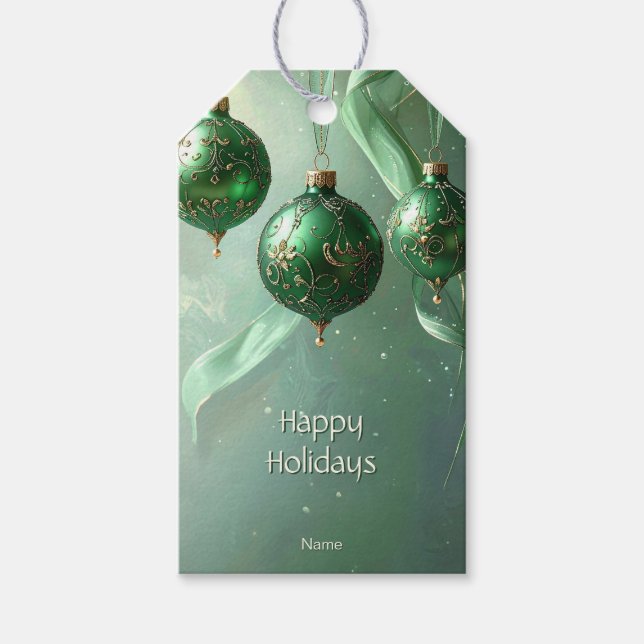 Grön julgransboll presentetikett (Framsidan)