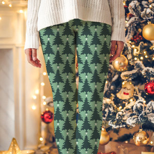 Grön julgransstjärnmönster firande leggings