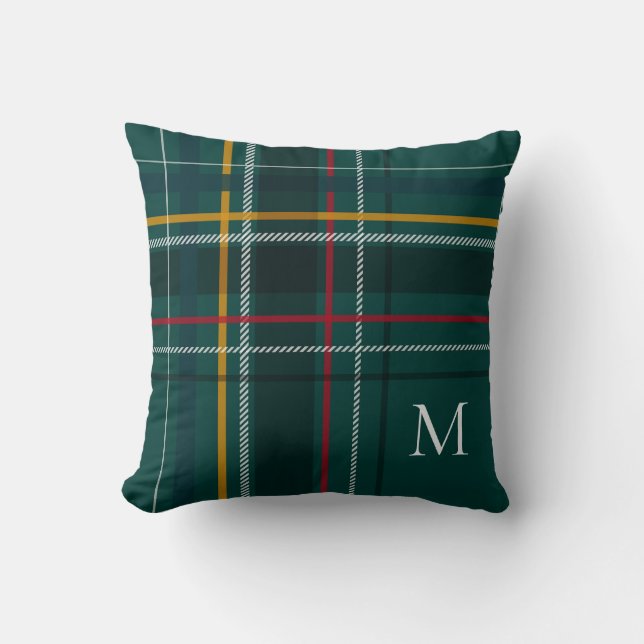 Grön julklädd juldekoration monogram kudde (Framsida)