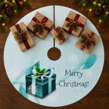 Grön julklapps trädmatt