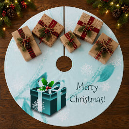 Grön julklapps trädmatt julgransmatta fleece