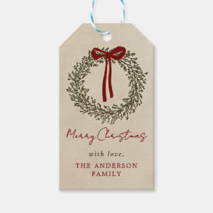 Grön julkrans julpresenttaggar presentetikett