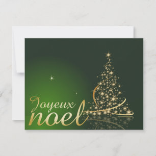 Grön julmotiv med gyllene julgran inbjudningar