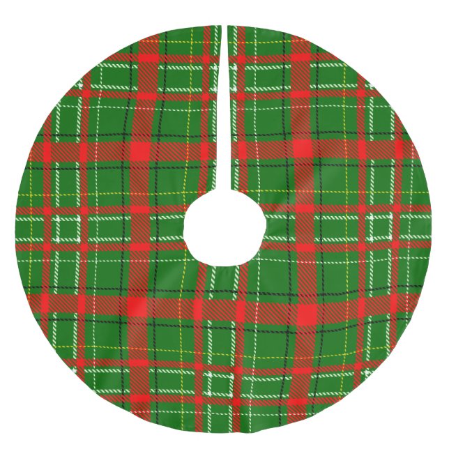 Grön julrutig mönsterdesign  julgransmatta borstad polyester (Framsidan)