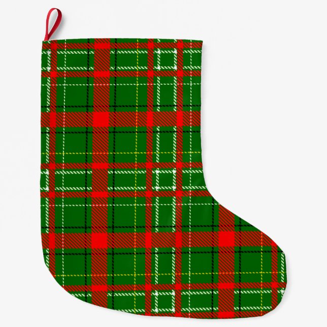 Grön julrutig mönsterdesign  stor julstrumpa (Framsidan)
