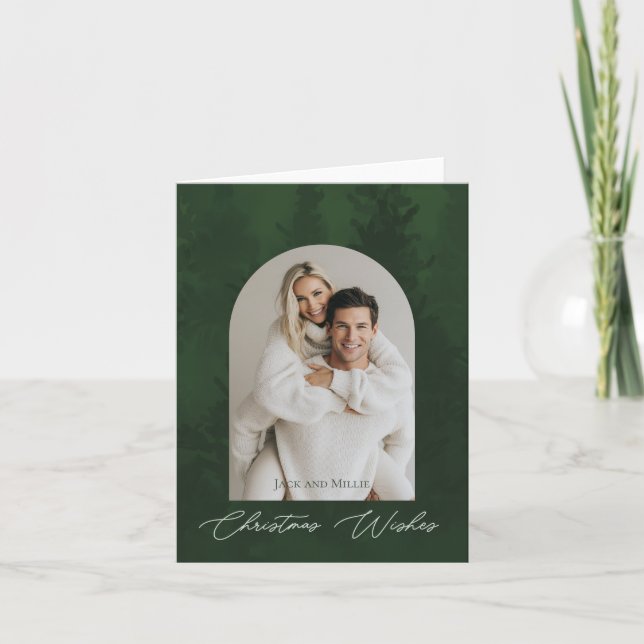 Grön julskogsdesign kort (Framsida)