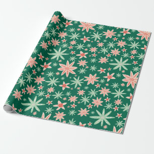 Grön julstjärnamönsterjul presentpapper