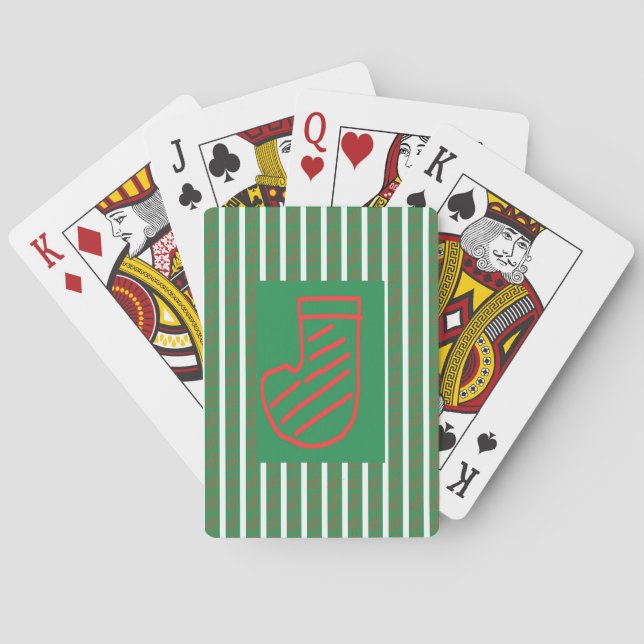 Grön julstrumpa på grönt casinokort (Baksidan)