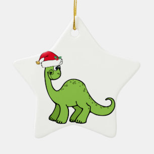 Grön julungeDinosaur Santa Julgransprydnad Keramik
