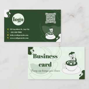 Grön kaffebutik lojalitetskort design visitkort