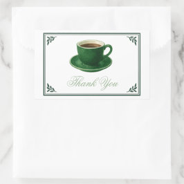 Grön kaffekopp Baby Shower Elegant Tack Rektangulärt Klistermärke