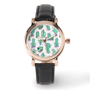 Grön kaktus för Mint & suckulent växtmönster Armbandsur