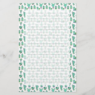 Grön kaktus för Mint & suckulent växtmönster Brevpapper