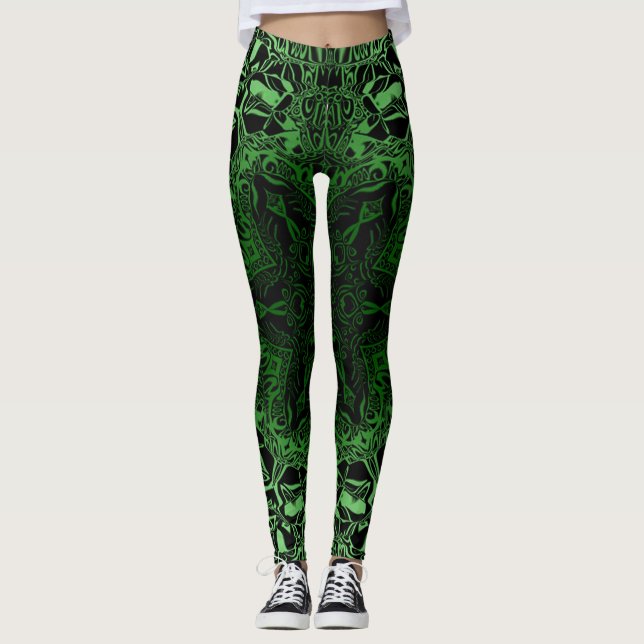 Grön Kaleidoscope Leggings (Framsida)