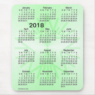 Grön kalender för stort tryck för stjärna 2018 musmatta