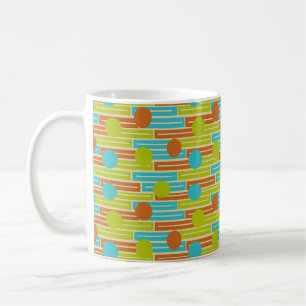 Grön kalk, kanel Brun, turkos-rektanglar Kaffemugg