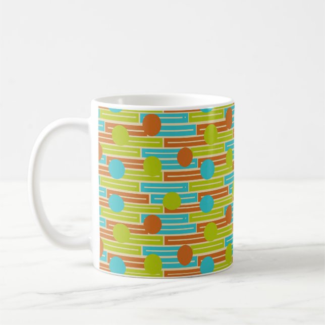Grön kalk, kanel Brun, turkos-rektanglar Kaffemugg (Vänster)