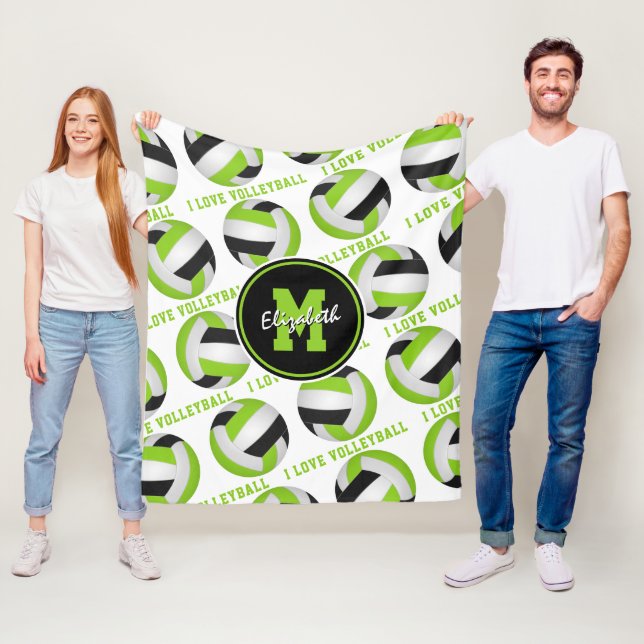 grön kalkgrön I kärlek volleyball-text mönster Fleecefilt (På plats)