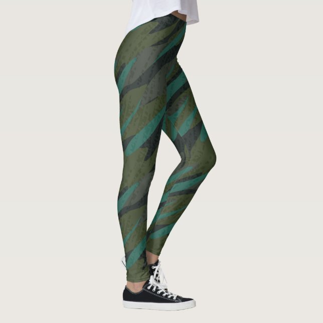 Grön kamouflage abstrakt leggings (Höger)